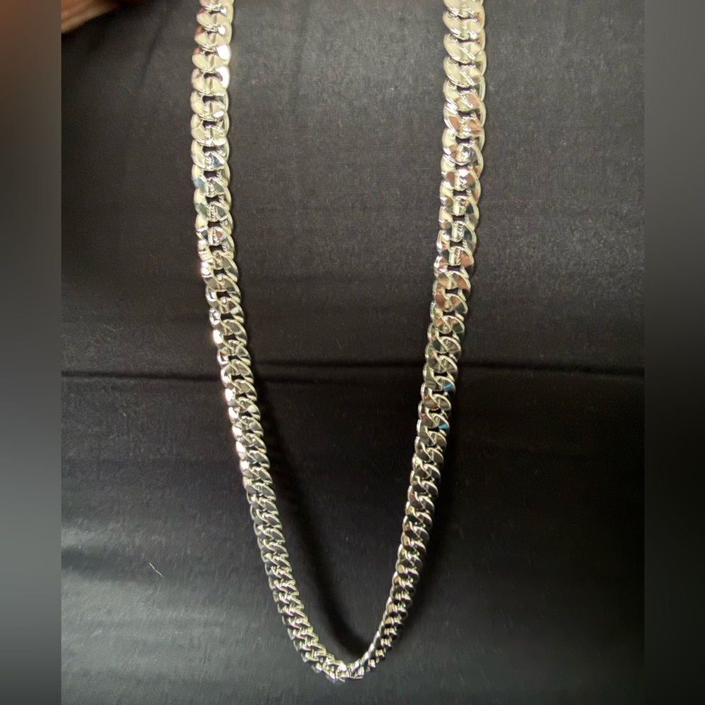 Men's Silver 925 Cuban Chain Necklace -24 inch